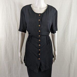 Vintage RJ Stevens Black Button Tunic Top